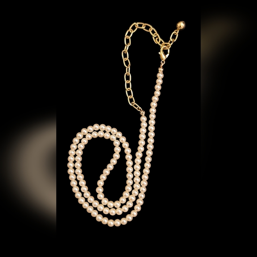 Pearl Necklace, Faux Pearl Necklace, Cream Pearl Necklace, Adjustable Necklace - Picture 2 of 3